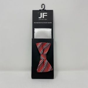 JF J. Ferrar Bow Tie & Pocket Square Combo Striped
